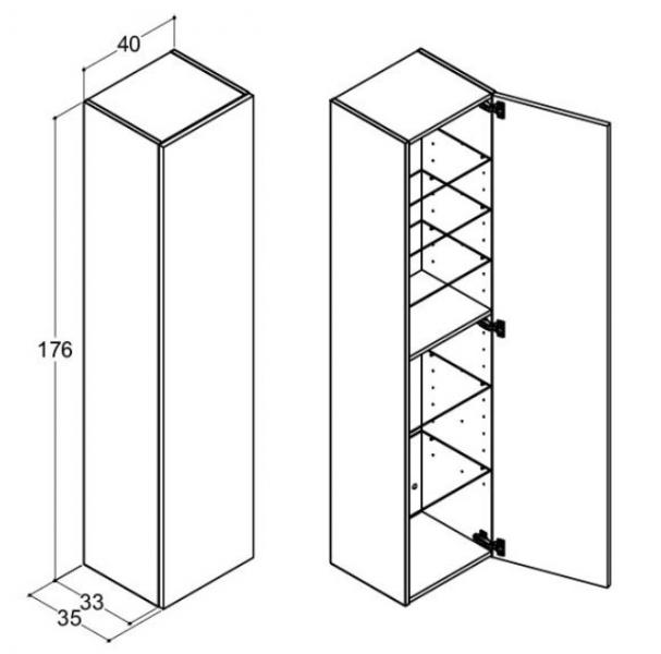 Dansani Luna Urban højskab 40 - Højrehængslet - Varm eg Dansani Luna Urban højskab 40 - Højrehængslet - Varm eg