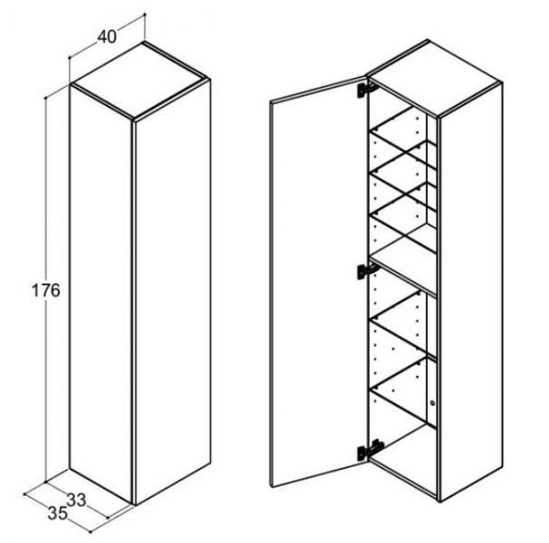 Dansani Luna Urban højskab 40 - Venstrehængslet - Varm eg Dansani Luna Urban højskab 40 - Venstrehængslet - Varm eg