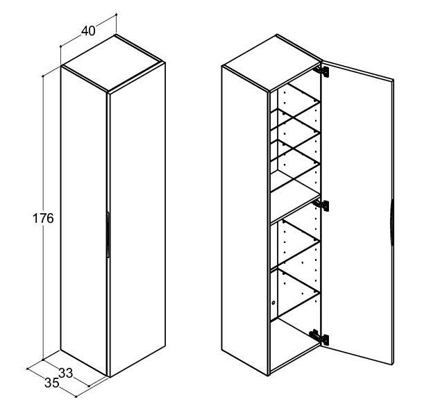 Dansani Luna Urban 40 højskab A m/låge og integreret greb - Højrehængslet - Valgfri farve Dansani Luna Urban 40 højskab A m/låge og integreret greb - Højrehængslet - Valgfri farve