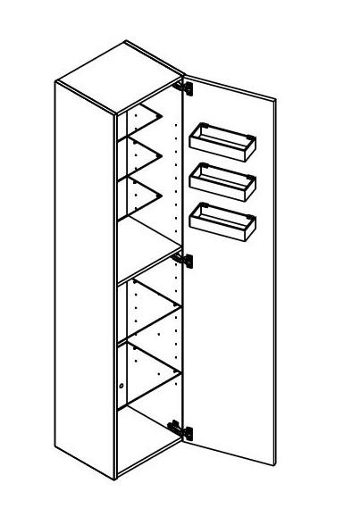 Dansani Luna Urban højskab 40 - Højrehængslet - Hvid mat