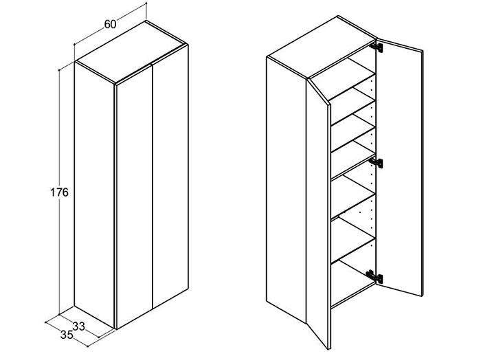 Dansani Luna Urban 60 dobbelt højskab A m/låger - Natur eg