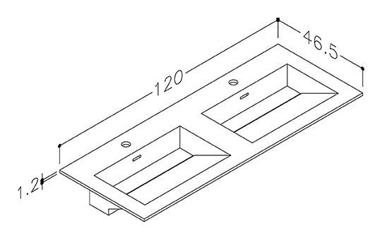 Strømberg Corian 120 dobbelt møbelvask - Mat hvid Strømberg Corian 120 dobbelt møbelvask - Mat hvid