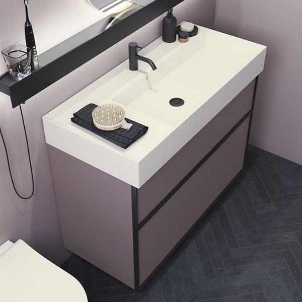 Dansani Luna Azym 101 asymmetrisk håndvask t/møbel - Højre - 1 hanehul