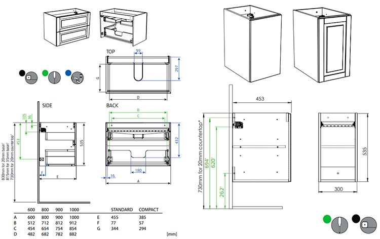Hafa Grace underskabe m/60 cm skuffer og 2 x 30 sideskabe - Hvid mat rammefront Hafa Grace underskabe m/60 cm skuffer og 2 x 30 sideskabe - Hvid mat rammefront
