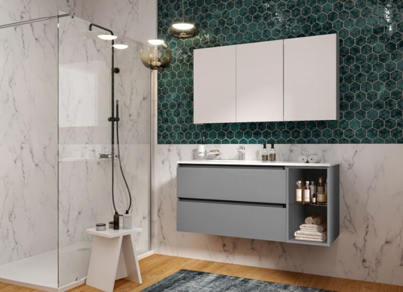 Allibert Lunik 120 vaskeskab m/skuffer og hylder - Onyx grey