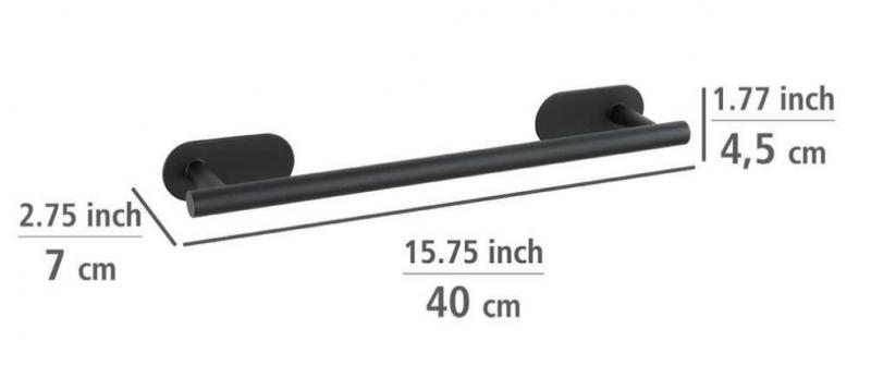 Wenko Orea håndklædestang 40 - Mat sort - Skruefri Wenko Orea håndklædestang 40 - Mat sort - Skruefri
