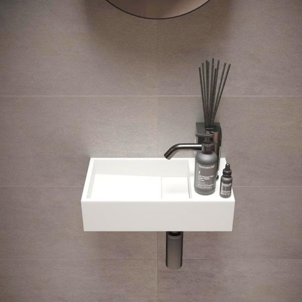 Ideavit Solidcube 40 håndvask t/væg - Vendbar - Uden overløb - 1 hanehul