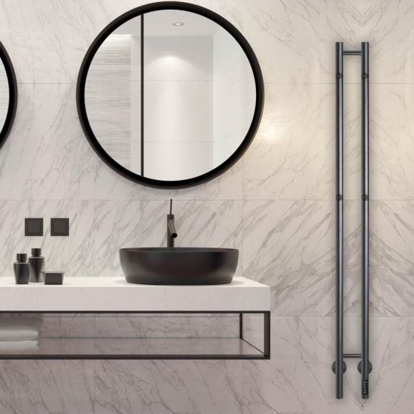 Kriss Twin elektrisk håndklædetørrer 13x148 cm - Mat sort Kriss Twin elektrisk håndklædetørrer 13x148 cm - Mat sort