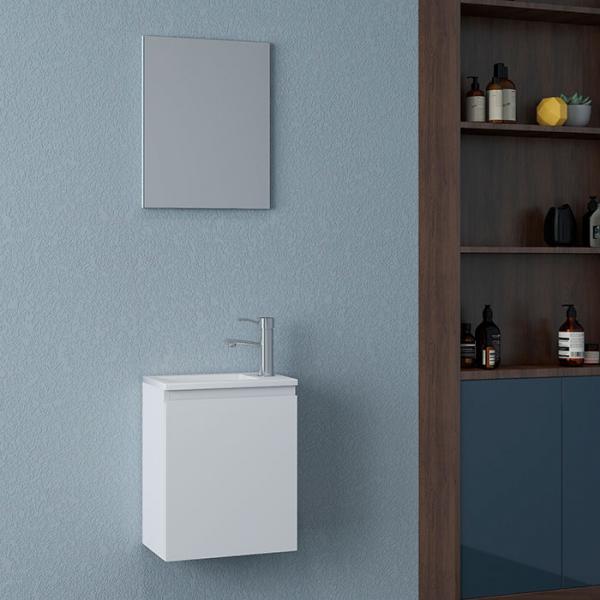 Nortiq Pisa 40 One-box m&oslash;bels&aelig;t m/l&aring;ge og spejl - Mat hvid