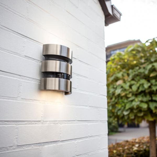 Lutec Architectural Maya udendørslampe til væg m/PIR-sensor - Rustfrit stål