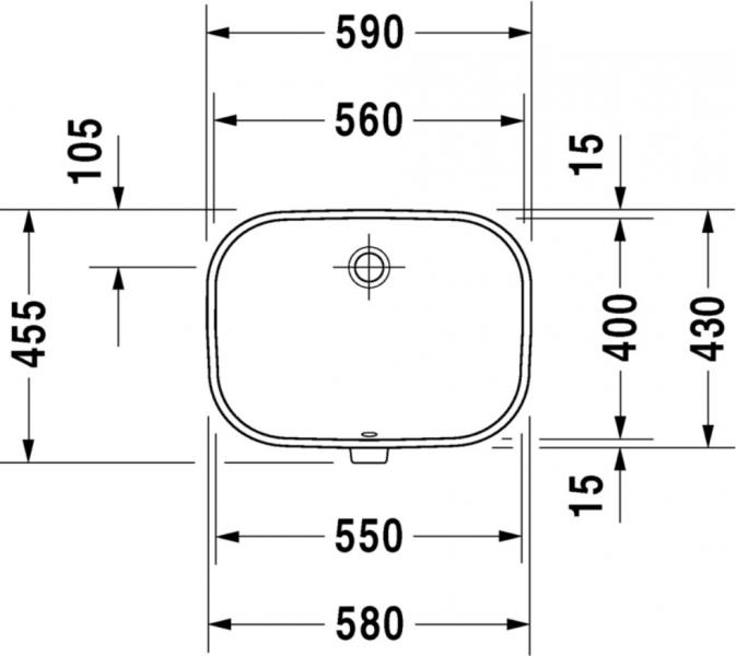 Duravit D-code 56 håndvask t/underlimning - Uden hanehul - Med overløb Duravit D-code 56 håndvask t/underlimning - Uden hanehul - Med overløb