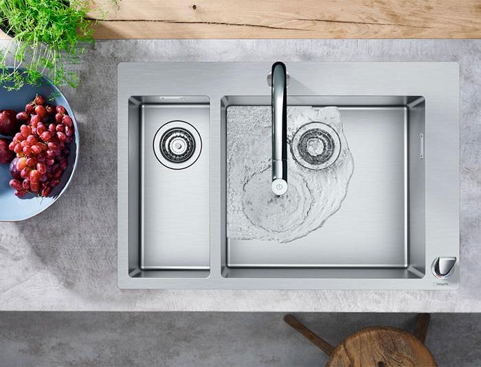 hansgrohe S712-F655 køkkenvask m/skylleskål - Rustfrit stål