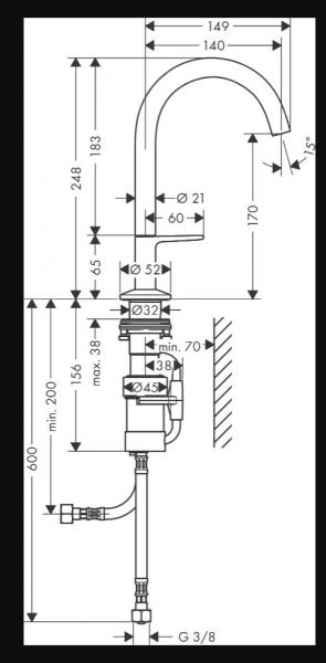 Hansgrohe AXOR One Select 170 håndvaskarmatur m/push-open bundventil - Mat sort Hansgrohe AXOR One Select 170 håndvaskarmatur m/push-open bundventil - Mat sort
