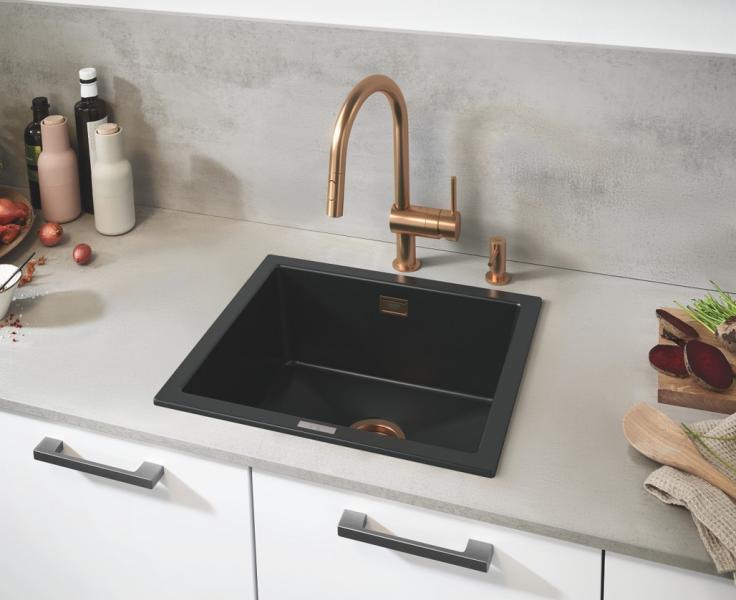 Grohe NEW Minta k&oslash;kkenbatteri m/udtr&aelig;k og Dual spray - B&oslash;rstet Warm Sunset