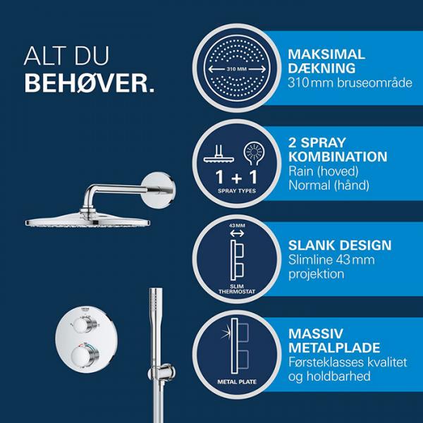 Grohe Precision 310 komplet brusesystem til indbygning Grohe Precision 310 komplet brusesystem til indbygning