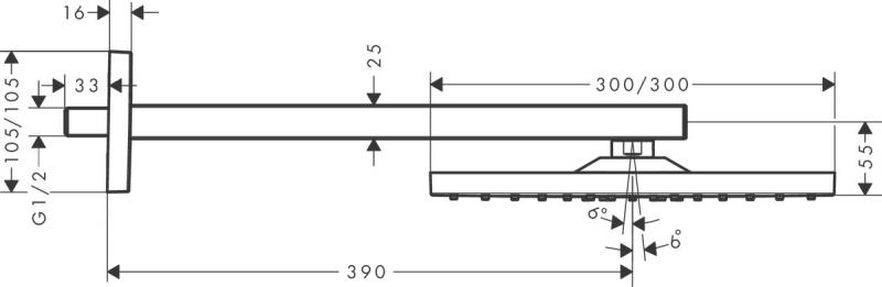 Hansgrohe Raindance E 300 hovedbruser til væg - Børstet sort krom Hansgrohe Raindance E 300 hovedbruser til væg - Børstet sort krom