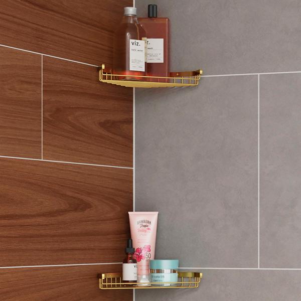 Lavabo Luna hjørnehylde til bad - Messing natur