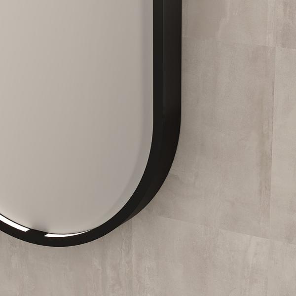 Sanibell Ink SP28 ovalt spejl m/lys, varme og sensor 50 x 100 cm - Mat sort
