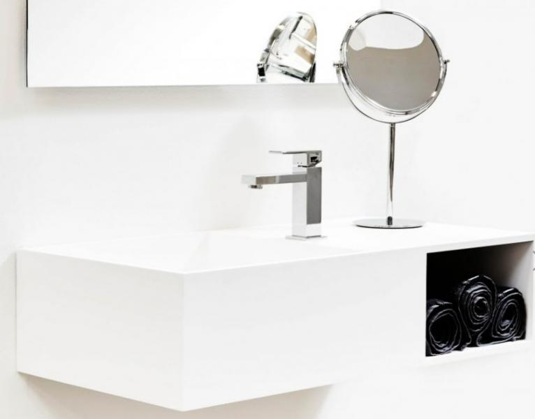 Cassøe 80 håndvask t/væg m/hylde - Uden overløb - 1 hanehul Cassøe 80 håndvask t/væg m/hylde - Uden overløb - 1 hanehul