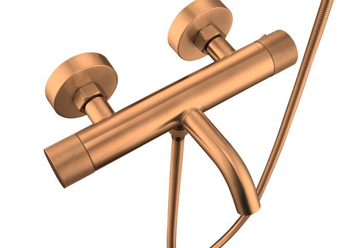 Cass&oslash;e komplet badekararmatur m/crystal cut - B&oslash;rstet kobber