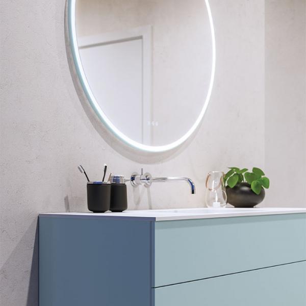 Dansani Hoop rundt spejl m/lys og lysstyring Ø94,3 - Valgfri rammefarve