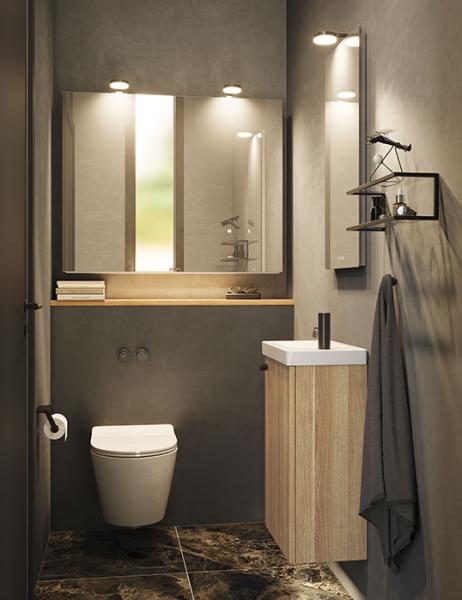 Dansani Luna Urban 40 mini møbelsæt m/Micro Larghetto vask og låge - Høj - Varm eg Dansani Luna Urban 40 mini møbelsæt m/Micro Larghetto vask og låge - Høj - Varm eg