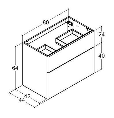 Dansani Luna Urban 80 møbelsæt m/Kantate vask og skuffer - Høj - Hvid mat