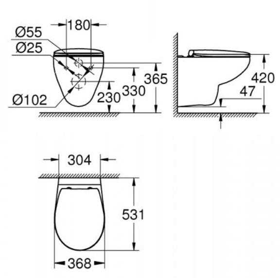 Grohe Bau Rimless toiletpakke inkl. sæde m/softclose, cisterne og sort betjening Grohe Bau Rimless toiletpakke inkl. sæde m/softclose, cisterne og sort betjening
