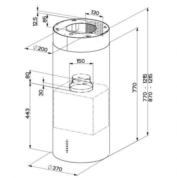 Eico Cylindra I X EV8 frithængende emhætte - Rustfrit stål Eico Cylindra I X EV8 frithængende emhætte - Rustfrit stål