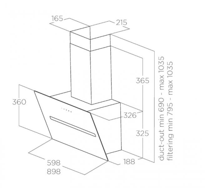 Eico Shy-S BL/A/60 emhætte til vægmontering - Sort Eico Shy-S BL/A/60 emhætte til vægmontering - Sort