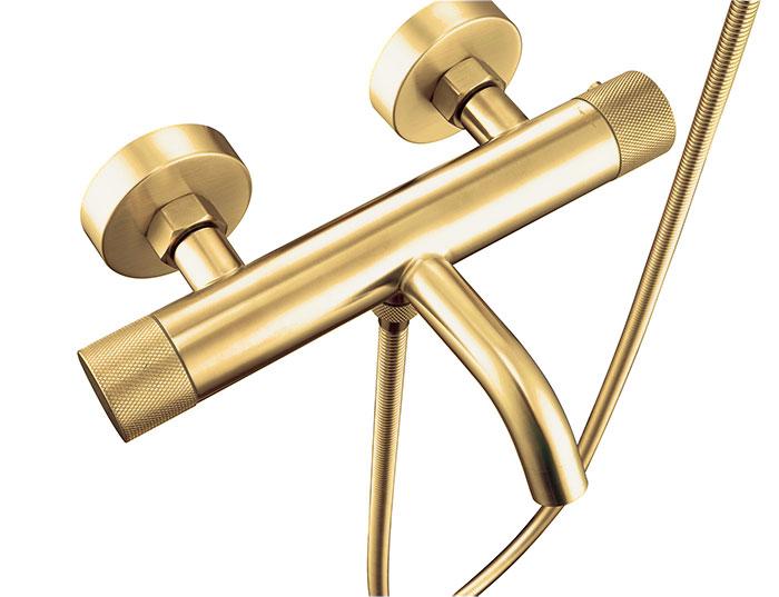 Cass&oslash;e komplet badekararmatur m/crystal cut - B&oslash;rstet messing