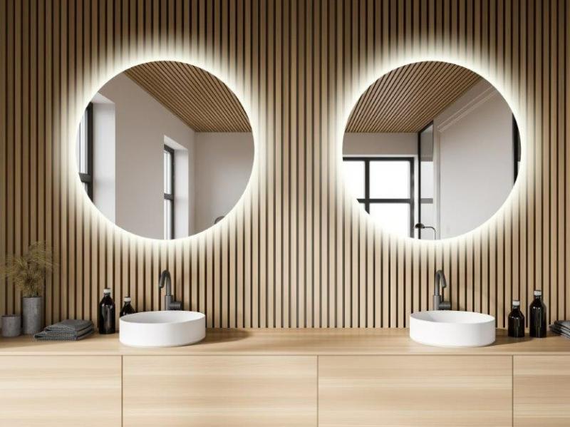 Puk rundt spejl m/backlight - 110 cm Puk rundt spejl m/backlight - 110 cm