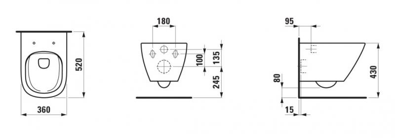Laufen Lua RIMless toiletpakke inkl. sæde m/soft-close, cisterne og mat sort betjening