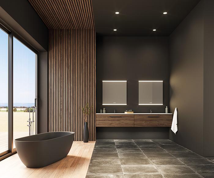 Dansani Luna Urban 240 møbelsæt m/Minore dobbeltvask og skuffer - Brun eg