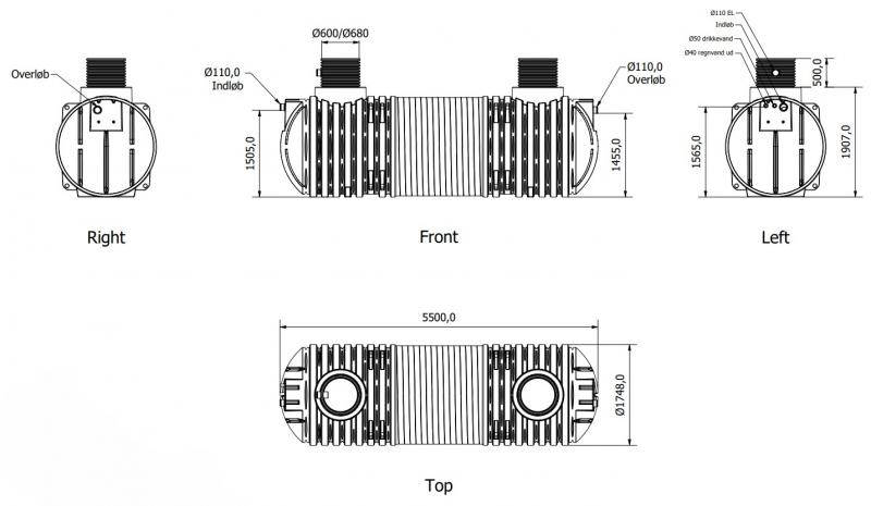 Watercare komplet regnvandsanlæg til hus 10000L Watercare komplet regnvandsanlæg til hus 10000L