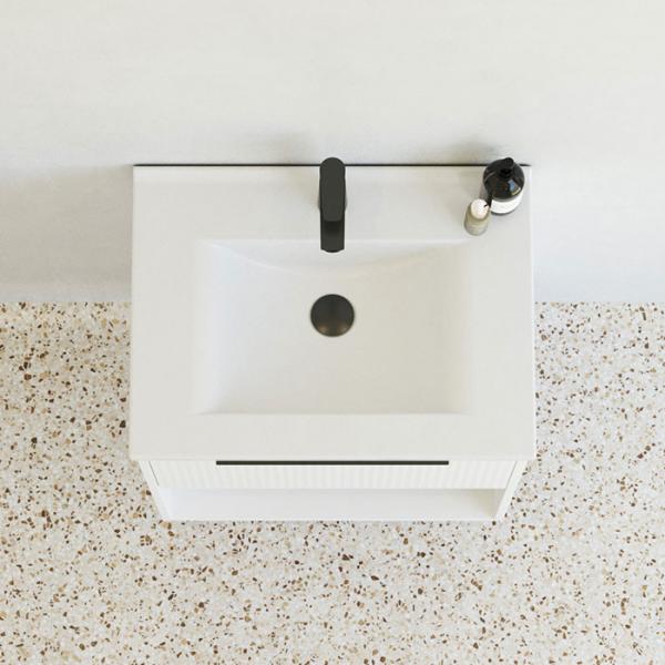 Dansani Mido+ Classic 61 møbelsæt m/Amber vask, 1 skuffe og åbent rum - Striber/mat hvid Dansani Mido+ Classic 61 møbelsæt m/Amber vask, 1 skuffe og åbent rum - Striber/mat hvid