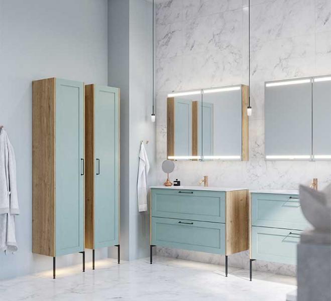 Dansani Luna Classic 100 møbelsæt m/Minore vask og rammefront - Natur eg/valgfri farve