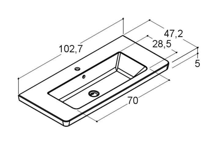 Dansani Luna 100 møbelsæt m/Larghetto vask og skuffer - Høj - Grå mat Dansani Luna 100 møbelsæt m/Larghetto vask og skuffer - Høj - Grå mat