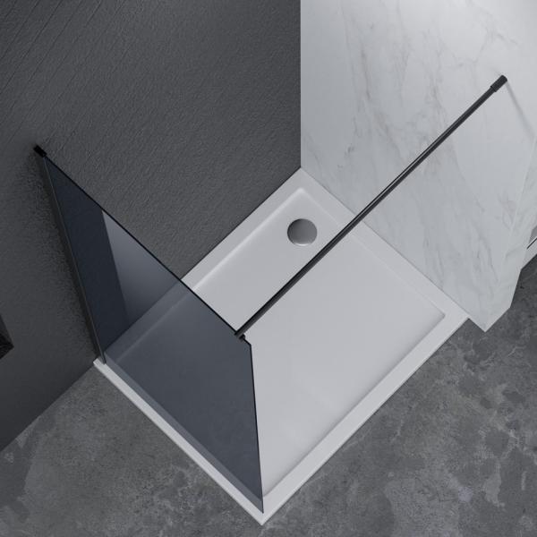 Nortiq fast brusevæg 80x190 - Mørkt glas/mat sort Nortiq fast brusevæg 80x190 - Mørkt glas/mat sort