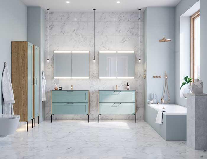 Dansani Luna Classic 100 møbelsæt m/Minore vask og rammefront - Natur eg/valgfri farve