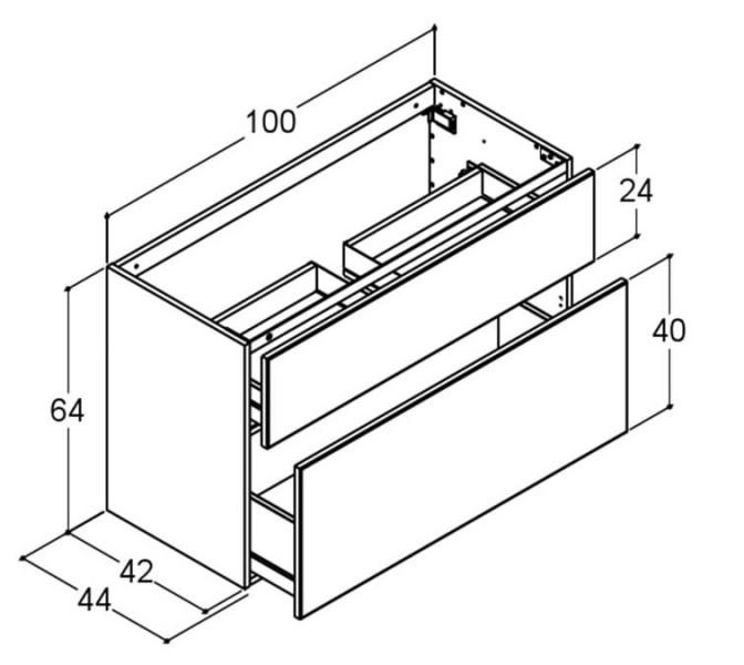 Dansani Luna 100 møbelsæt m/Larghetto vask og skuffer - Høj - Grå mat Dansani Luna 100 møbelsæt m/Larghetto vask og skuffer - Høj - Grå mat