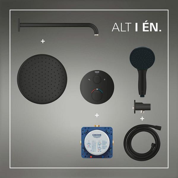 Grohe Precision Thermostat indbygningsbrusesystem - Mat sort Grohe Precision Thermostat indbygningsbrusesystem - Mat sort